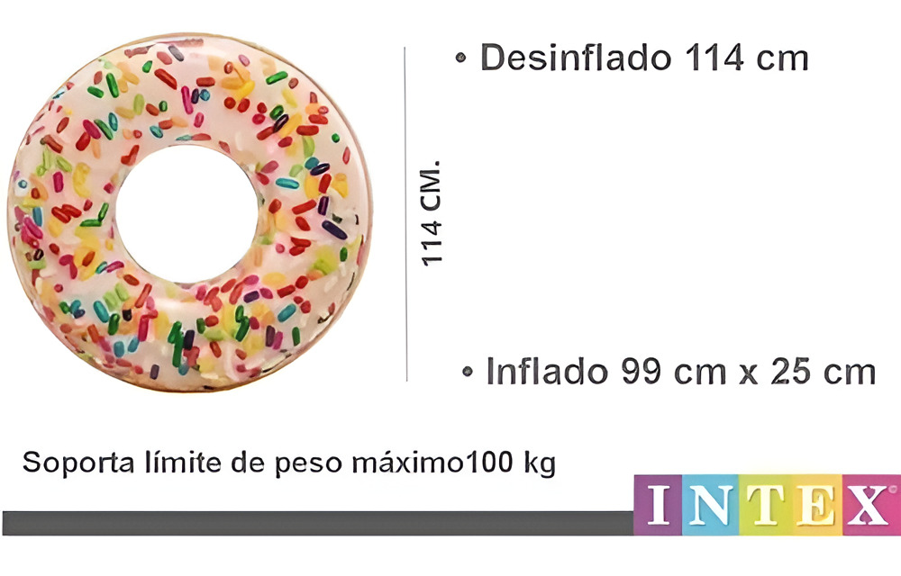 Salvavidas Inflable Dona Con Grajeas Intex Color Multicolor - Imagen 2
